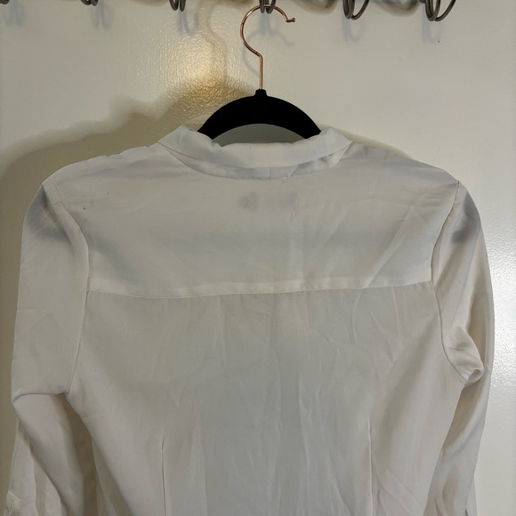 White Button Down Blouse with Bow Tie - Picture 9 of 9